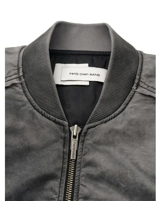 Feng Chen Wang Gray Flap-Pocket Zip-Fastening Logo-Detailjacket