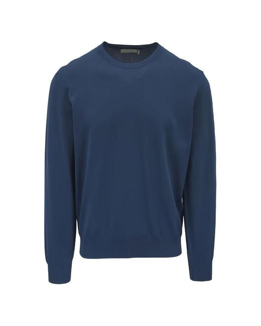 Canali Blue Cotton Sweater for men