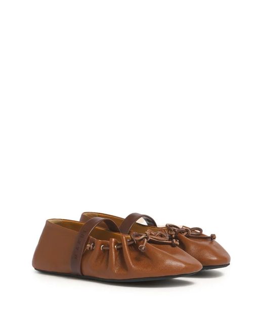 Marni Brown Leather Mary Jane Soft Ballerinas
