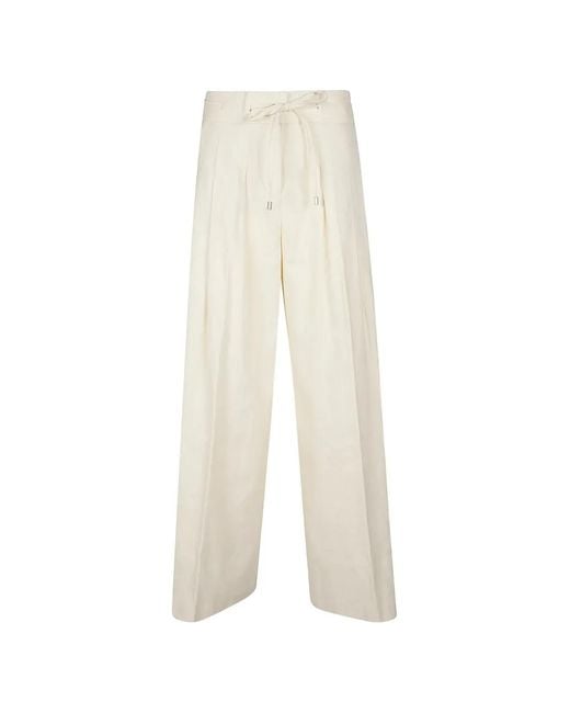ERMANNO FIRENZE White Drawstring Pleated Trousers