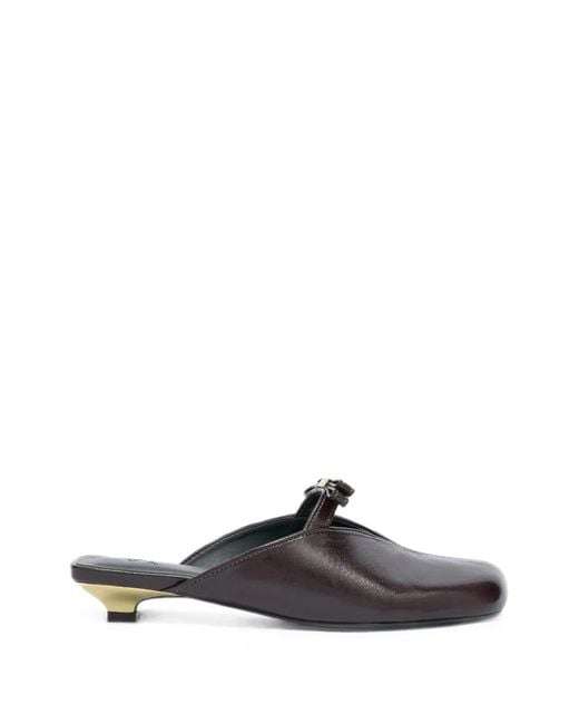 Ganni White Sue Kitten-Heel Mules