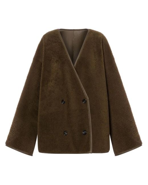 Philosophy Di Lorenzo Serafini Brown Double-Breasted Shearling Coat