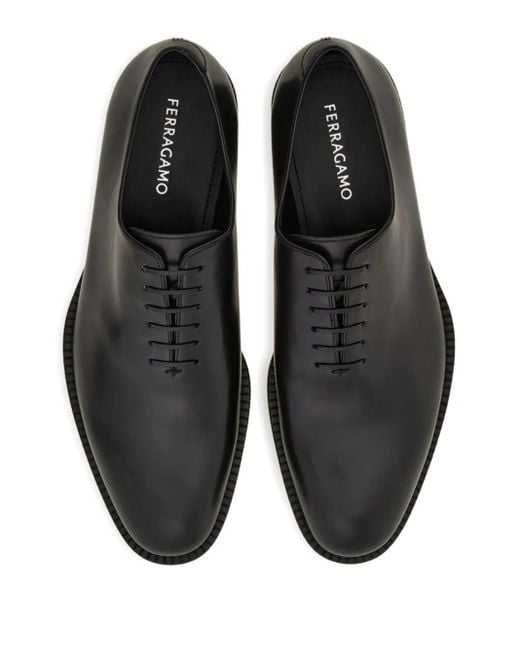 Ferragamo Black Leather Oxford Shoes for men