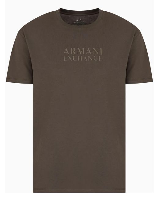 ARMANI EXCHANGE Brown Logo-Print T-Shirt for men