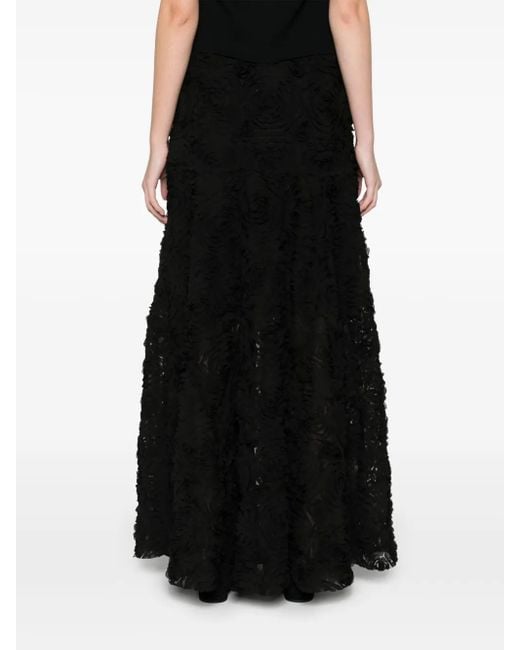Maje Black Embroidered Maxi Skirt