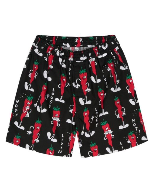 Junya Watanabe Red Graphic-print Cotton Shorts for men