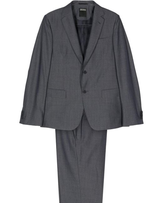 メンズ Zegna Single-breasted Wool Suit Gray