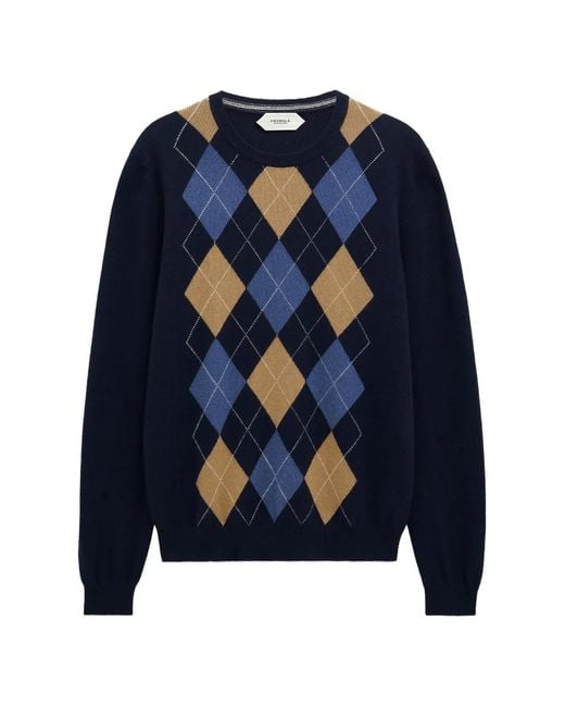 Pringle of Scotland Blue Argyle Crew-Neck Sweater for men