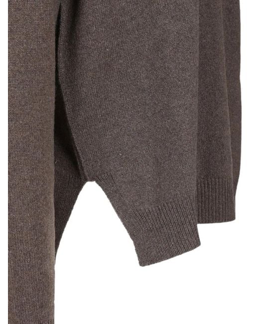 Rick Owens Gray Round-Neck Knitted Sweater for men
