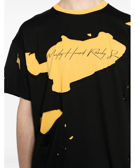 Mostly Heard Rarely Seen T-Shirt in Distressed-Optik mit Logo-Print in Black für Herren