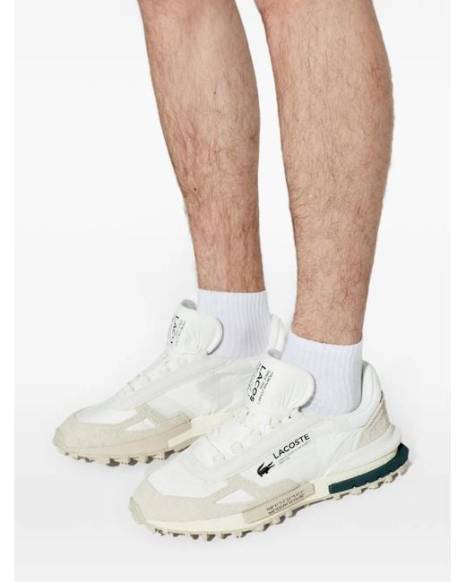 Lacoste White Elite Active Panelled Lace-Up Sneakers for men