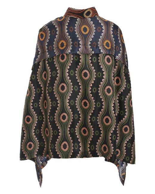 Biyan Black Printed Silk Shirt