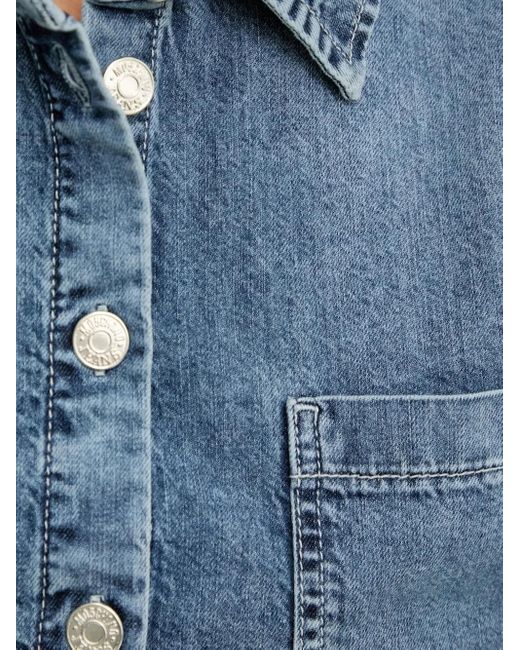 Moschino Blue Logo-Print Denim Shirt