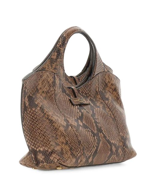 Gianni Chiarini Brown Infinity Python-Printed Leather Shoulder Bag