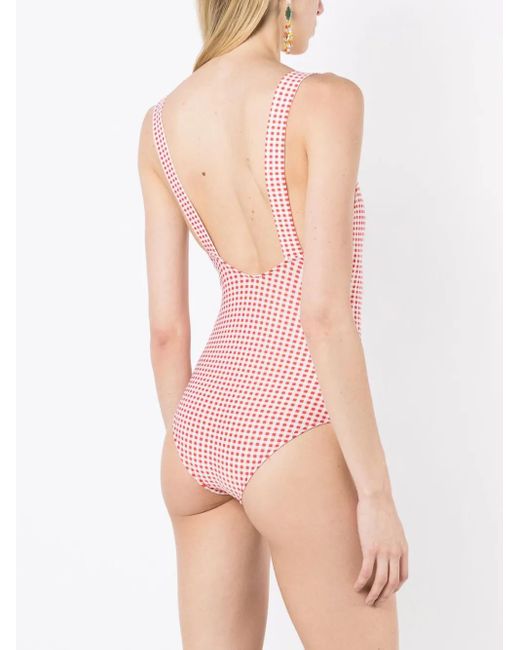Amir Slama Pink Gingham-Check Pattern Swimsuit