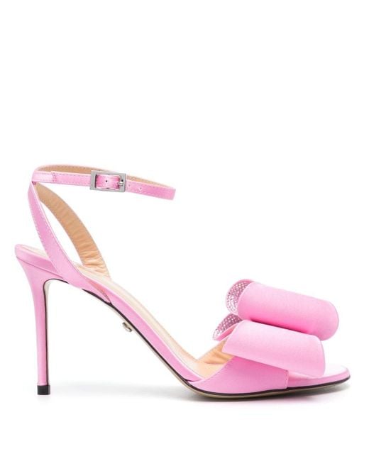 Mach & Mach Pink 95mm Bow-satin Sandals