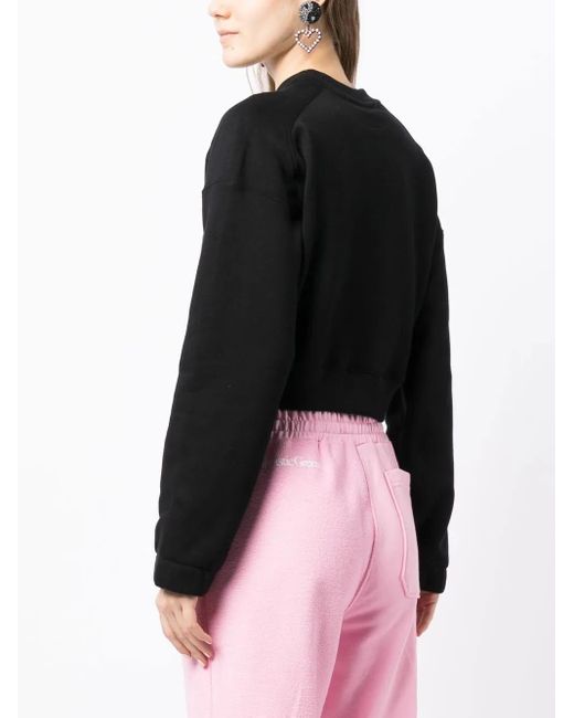 Sudadera Corta Con Logo Estampado MSGM de color Black
