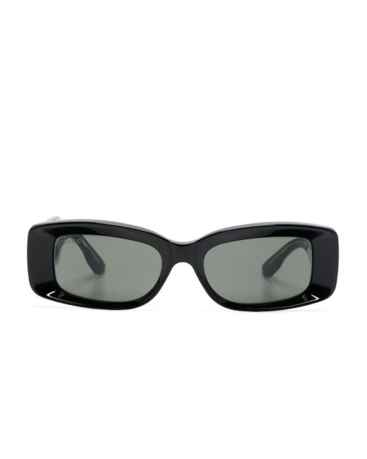 Gucci Black Eckige Sonnenbrille mit bedruckten Gläsern