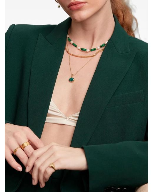 Ottoman Hands Metallic Emerald Siena Pendant Necklace