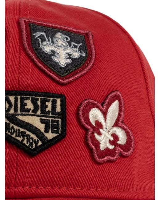 DIESEL Red C-Scud Patch-Detail Cap for men