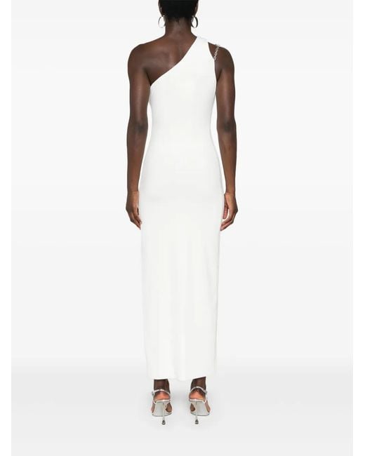 Nissa White One-Shoulder Crepe Gown