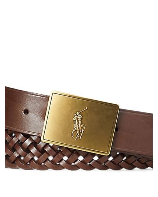 Polo Ralph Lauren Brown Braided Leather Belt for men