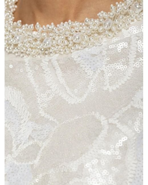 Self-Portrait White Sequin Lace Top