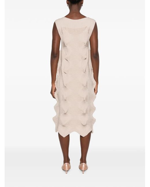 Issey Miyake Natural Textured Pleated Dress