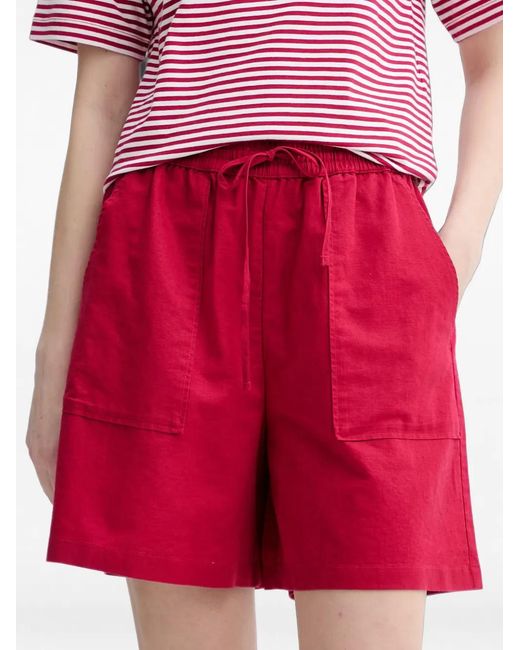 Marc O' Polo Red Drawstring Patch-Pocket Shorts