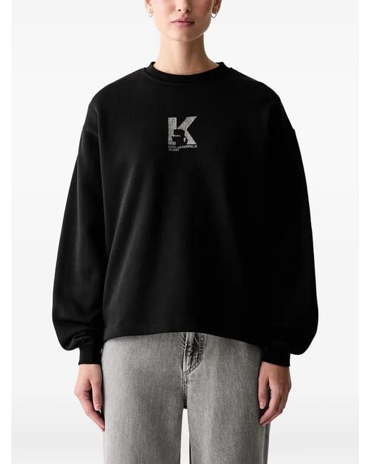 Karl Lagerfeld Black Logo-Print Cotton Sweatshirt