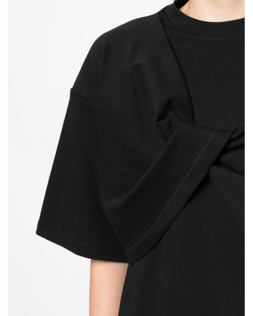 Goen.J Black Twist-Detail Cotton T-Shirt