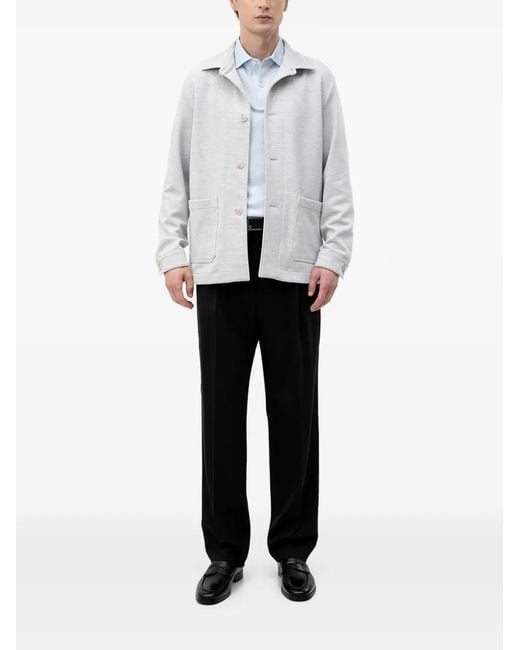 Boss Gray Button-Up Patch-Pocket Shirt for men