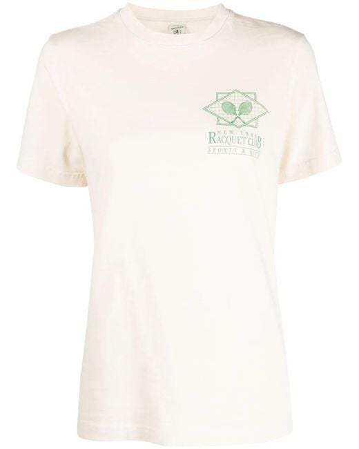 Sporty & Rich White Graphic-Print Cotton T-Shirt