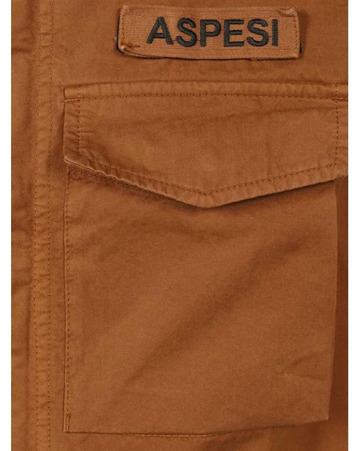 Aspesi Brown Multi-Pocket Cotton Jacket for men