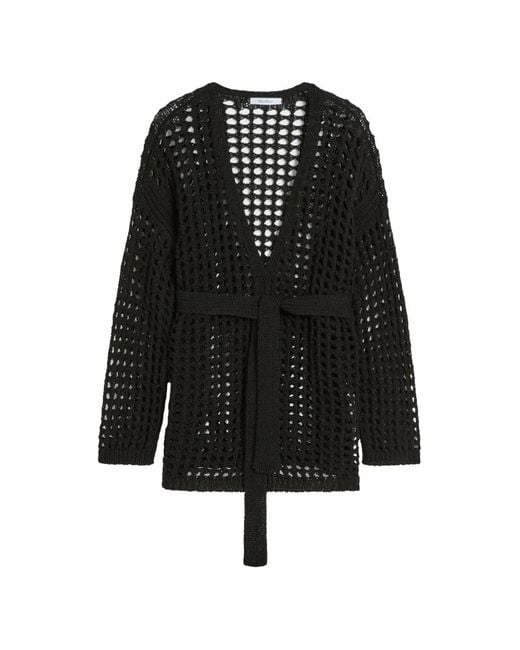 Max Mara Black Belt-Detail Knit Cotton Cardigan