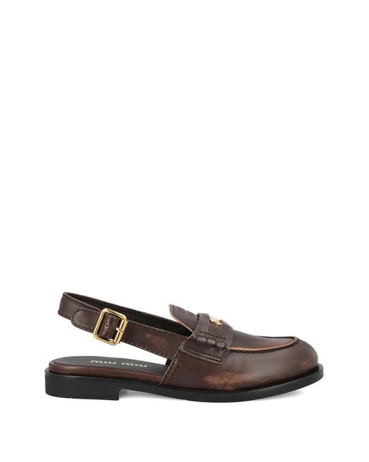 Miu Miu White Penny Strap Loafers