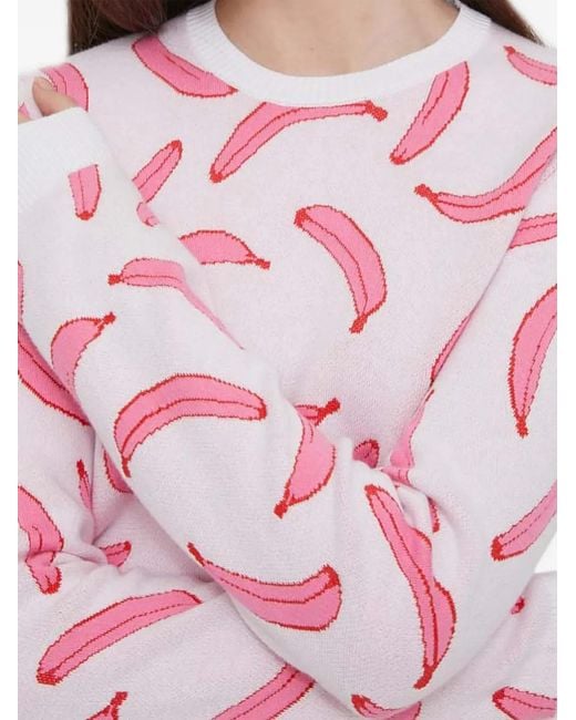 Benetton Pink Banana-Print Intarsia Sweater