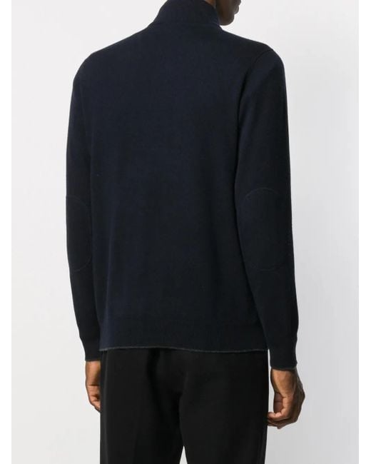 N.Peal Cashmere Blue Carnaby Half-Zip Sweater for men