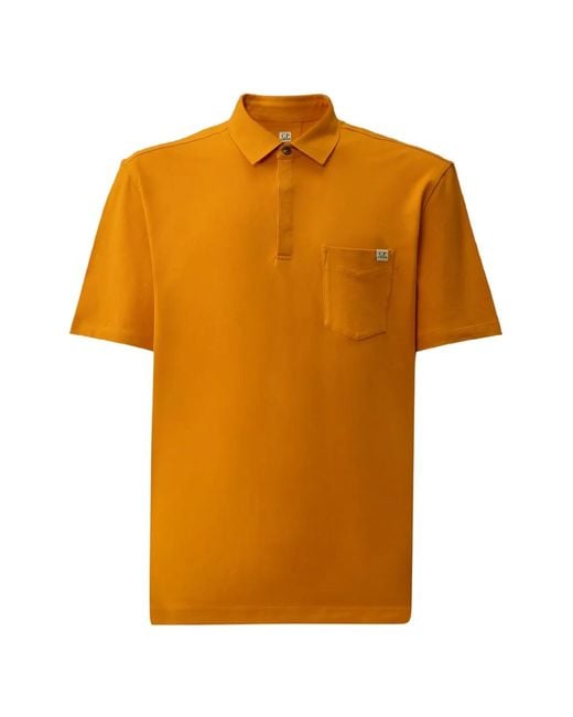 C P Company Orange Polo À Poche Poitrine for men