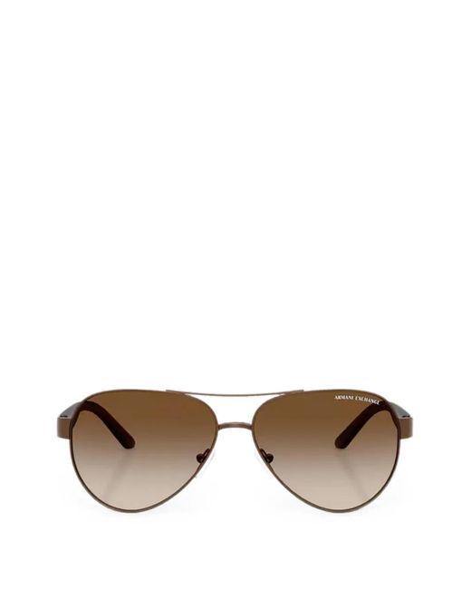 ARMANI EXCHANGE Brown Pilot-Frame Gradient Sunglasses for men
