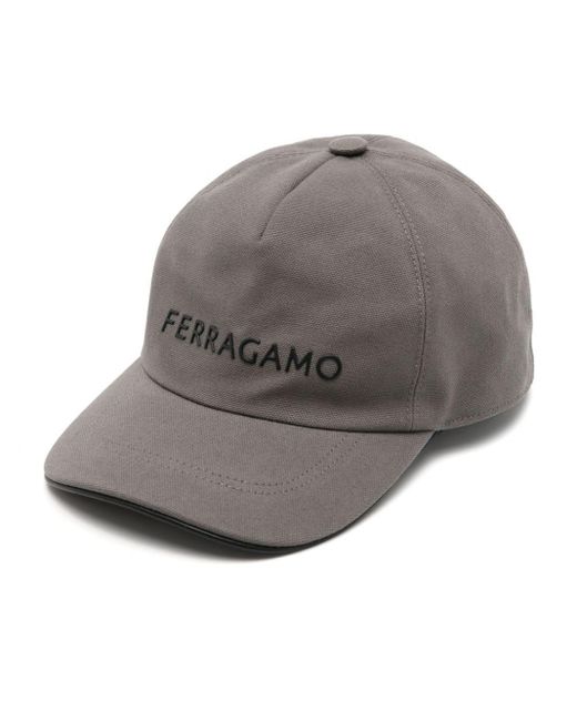 Ferragamo Gray Logo-rubberized Canvas Cotton Cap for men