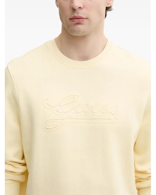 Guess Natural Embroidered Logo Sweatshirt for men