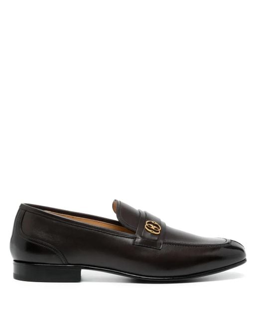 Bally Black Emblem-Plaque Leather Loafers for men