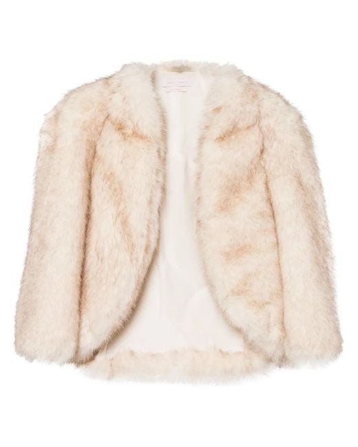 Saiid Kobeisy Natural Cropped Faux-Fur Jacket