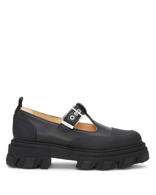 Ganni Black Cleated Mary Jane Shoes