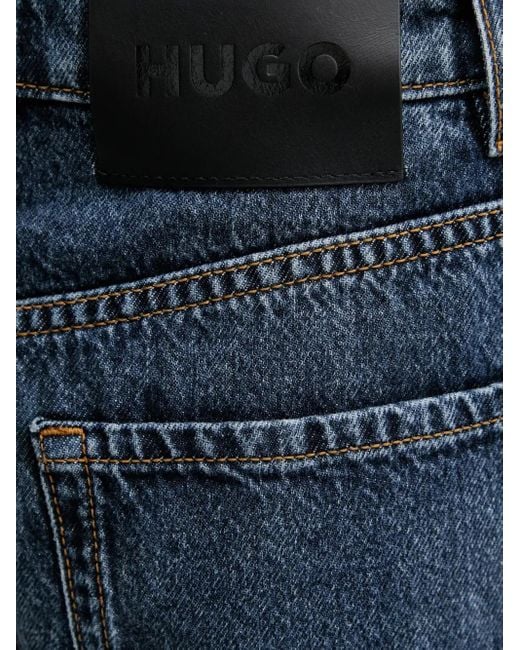 HUGO Blue Cuffed-Hems Cotton Jeans