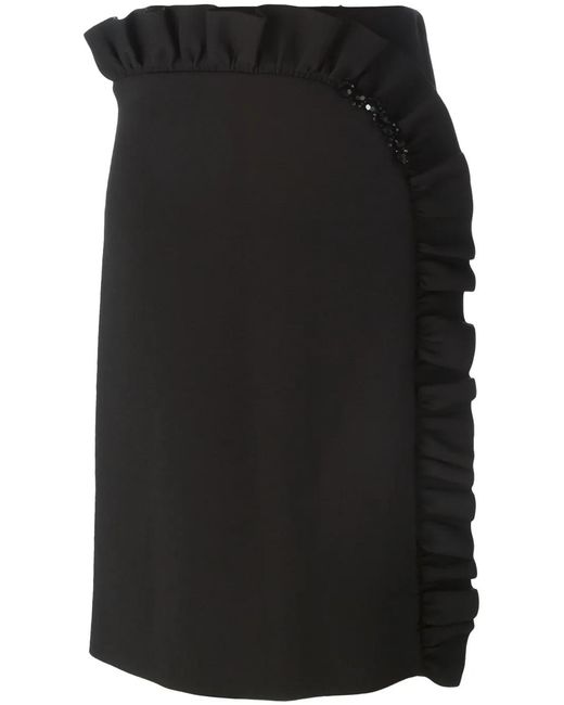 Simone Rocha Black Frilled Straight Skirt
