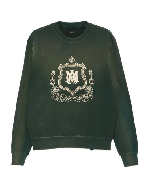 Amiri Green Crest-Embroidered Sweatshirt for men