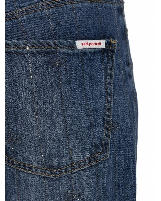 Self-Portrait Blue Jean À Sequins Et Nœud