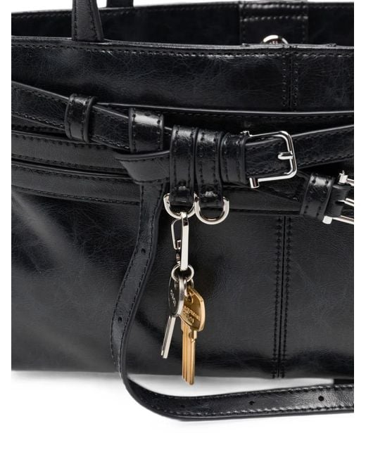 OSOI Black Brocle Buckled Leather Shoulder Bag
